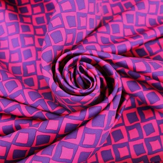 Tissu satin duchesse - imprimé géométrique - fuchsia et violet - photo 1/5 | So Tissus