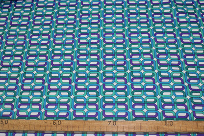Tissu satin - imprimé géométrique - bleu vert et violet - photo 5/5 | So Tissus