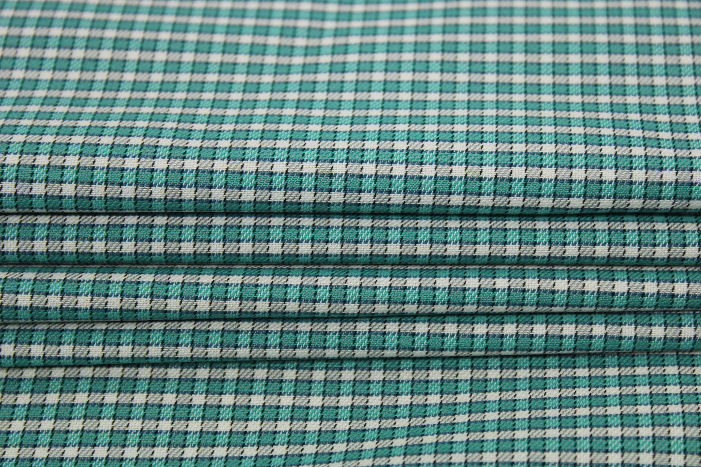 Tissu popeline coton - à carreaux - turquoise et blanc - photo 2/5 | So Tissus