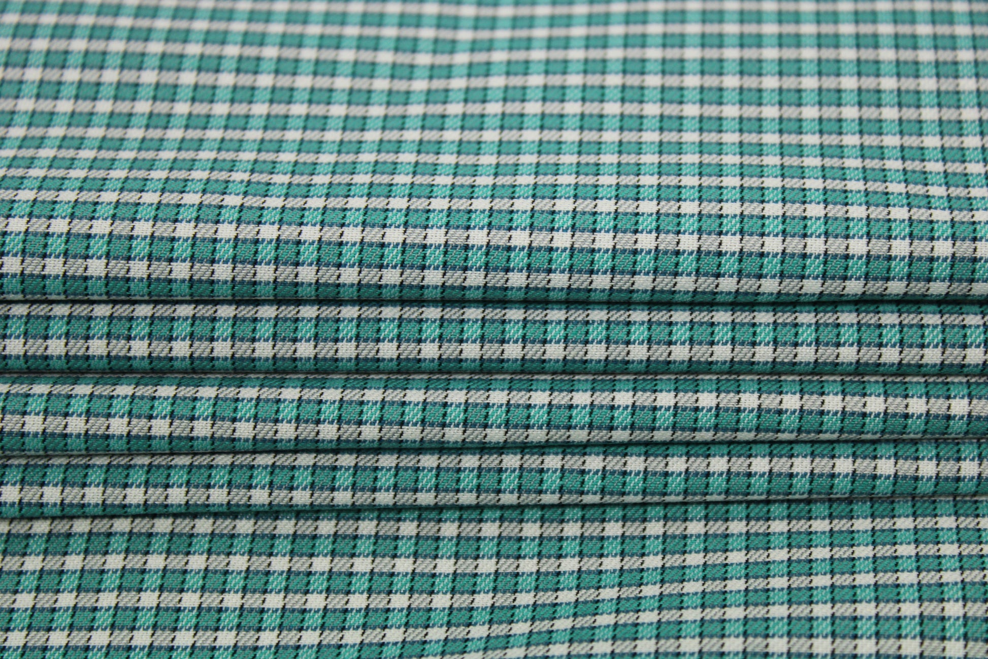 Tissu popeline coton - à carreaux - turquoise et blanc - photo 2/5 | So Tissus