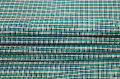 Tissu popeline coton - à carreaux - turquoise et blanc - photo 2/5 | So Tissus