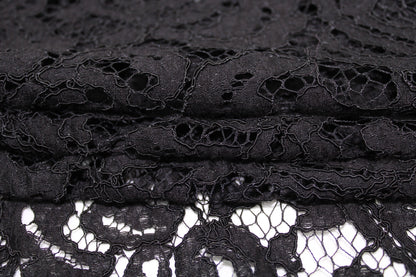 Tissu dentelle motif fleuri- noir - photo 2/5 | So Tissus