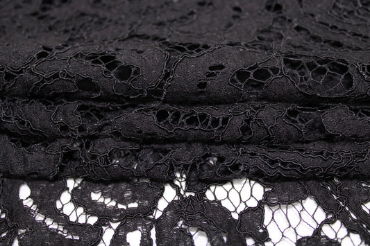 Tissu dentelle motif fleuri- noir - photo 2/5 | So Tissus