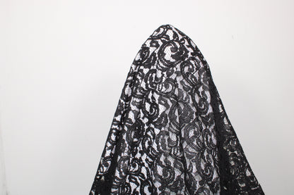 Tissu dentelle motif fleuri- noir - photo 3/5 | So Tissus