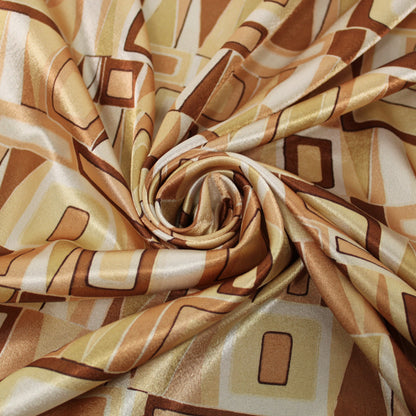 Tissu satin - imprimé géométrique - ton marron beige - photo 1/5 | So Tissus