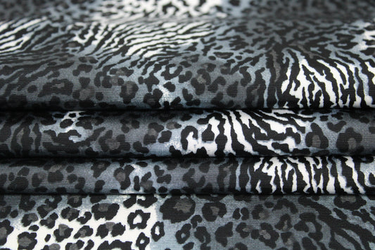 Tissu toile - imprimé tacheté - noir gris blanc - photo 2/5 | So Tissus