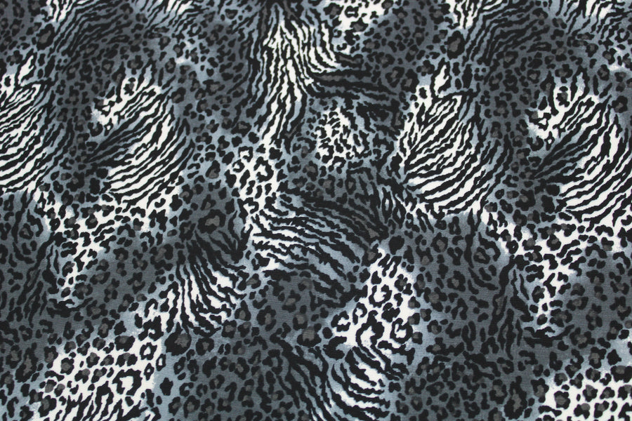 Tissu toile - imprimé tacheté - noir gris blanc