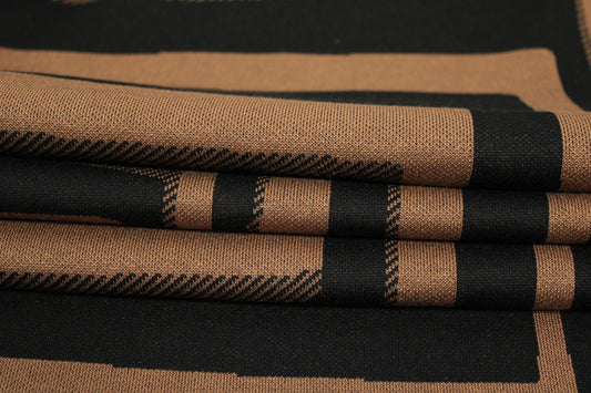 Tissu maille - imprimé géométrique - noir et marron - photo 2/5 | So Tissus