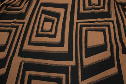 Tissu maille - imprimé géométrique - noir et marron - photo 4/5 | So Tissus