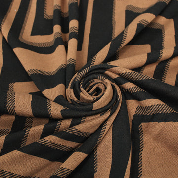 Tissu maille - imprimé géométrique - noir et marron
