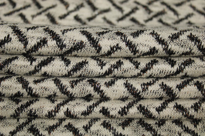 Tissu maille - motifs traits - ton écru - photo 2/5 | So Tissus