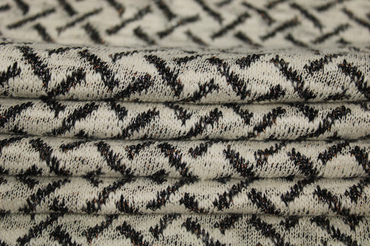 Tissu maille - motifs traits - ton écru - photo 2/5 | So Tissus