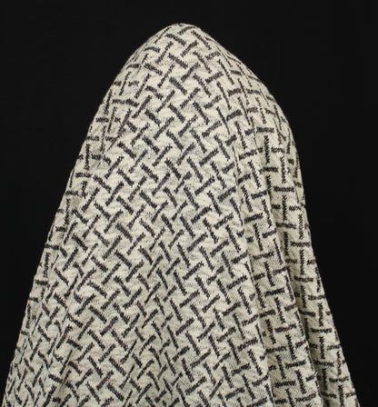 Tissu maille - motifs traits - ton écru - photo 3/5 | So Tissus