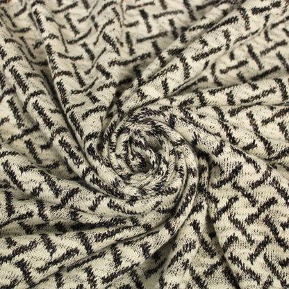 Tissu maille - motifs traits - ton écru - photo 1/5 | So Tissus