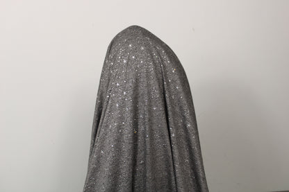 Tissu maille jersey floqué - gris anthracite - motif étoile - photo 3/5 | So Tissus