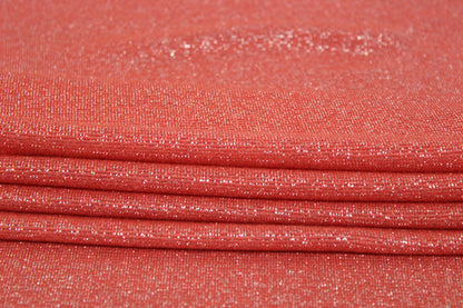 Tissu maille moucheté - corail et doré - photo 2/3 | So Tissus