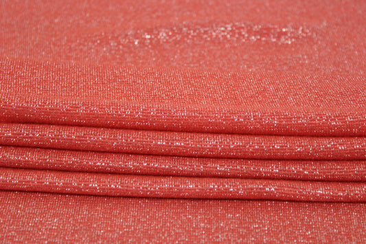 Tissu maille moucheté - corail et doré - photo 2/3 | So Tissus