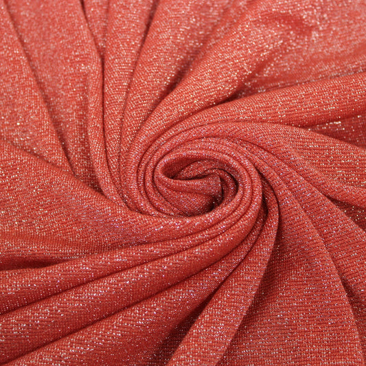 Tissu maille moucheté - corail et doré - photo 1/3 | So Tissus
