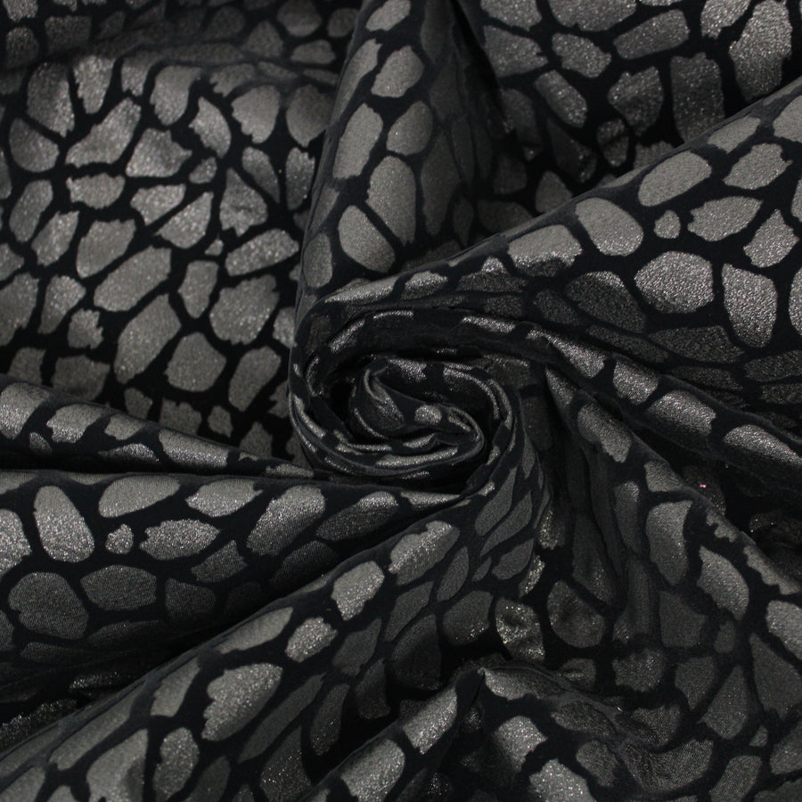 Tissu brocart motif tacheté - ton noir