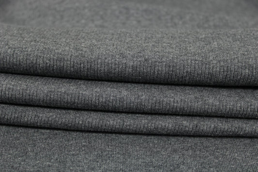 Tissu maille côtelé - gris anthracite - photo 2/3 | So Tissus