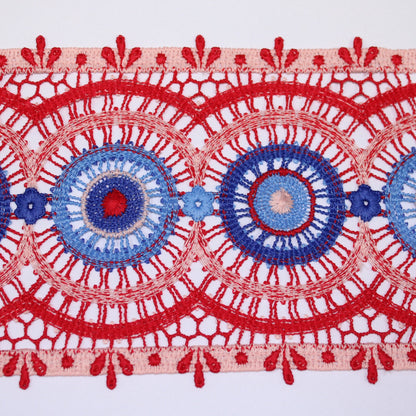 Galon - guipure motif circulaire - rouge et bleu - photo 1/3 | So Tissus
