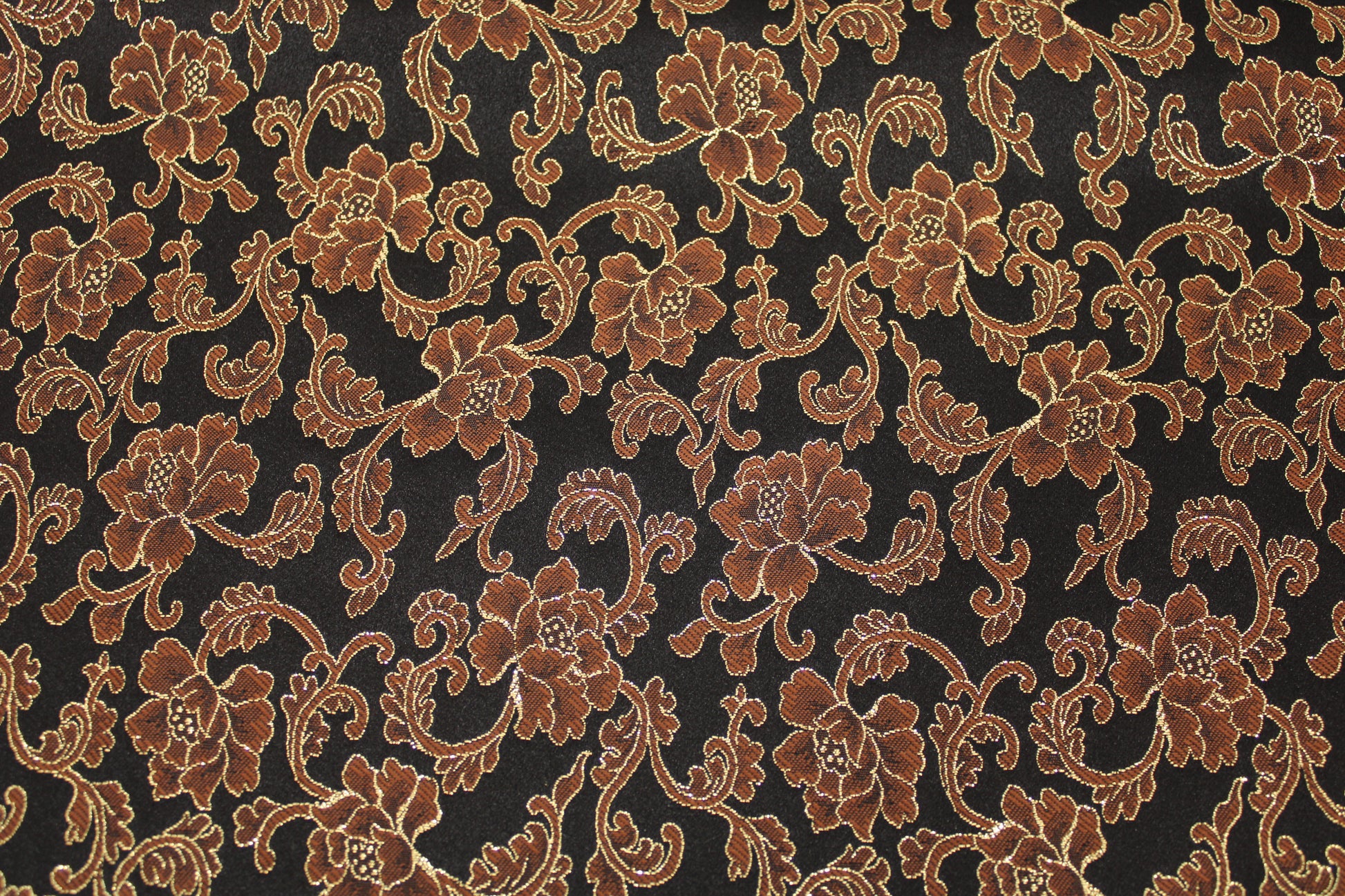 Tissu brocart - motif fleuri - noir marron et doré - photo 4/5 | So Tissus