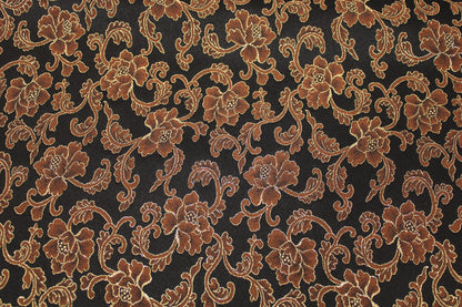 Tissu brocart - motif fleuri - noir marron et doré - photo 4/5 | So Tissus