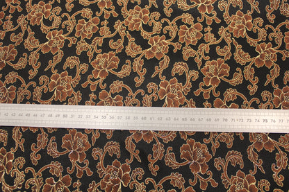 Tissu brocart - motif fleuri - noir marron et doré - photo 5/5 | So Tissus