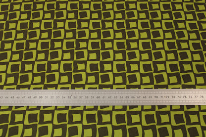Tissu satin duchesse - imprimé géométrique - vert et kaki foncé - photo 5/5 | So Tissus