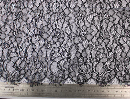 Galon - dentelle fleuri - noir - photo 2/3 | So Tissus