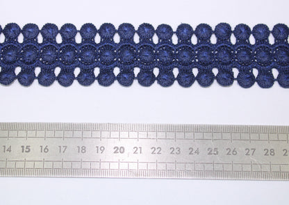 Galon - guipure bleu marine - motif circulaire - photo 2/3 | So Tissus