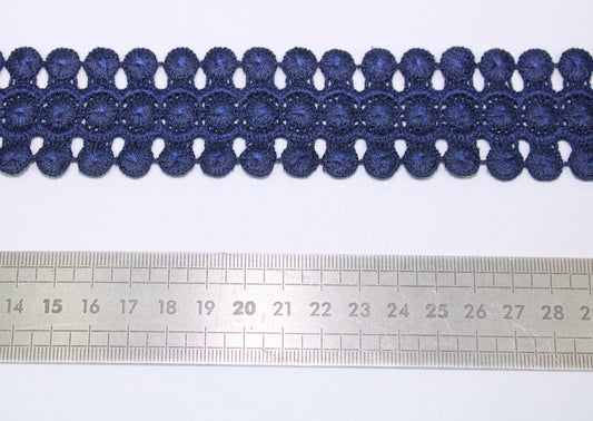 Galon - guipure bleu marine - motif circulaire - photo 2/3 | So Tissus