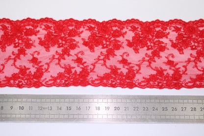 Galon - dentelle rouge - motif fleuri - photo 2/3 | So Tissus