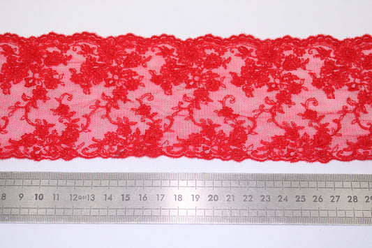 Galon - dentelle rouge - motif fleuri - photo 2/3 | So Tissus