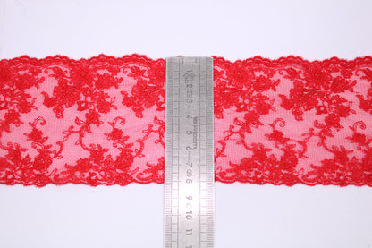 Galon - dentelle rouge - motif fleuri - photo 3/3 | So Tissus