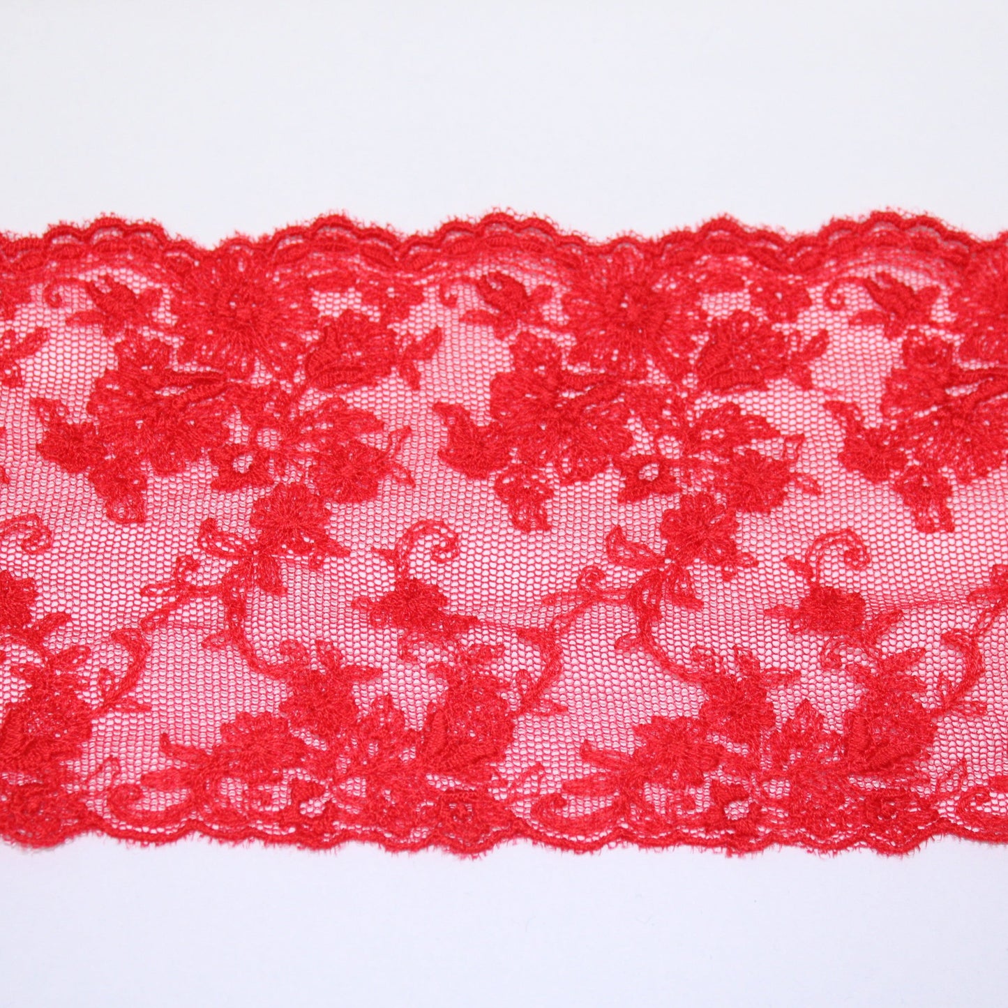 Galon - dentelle rouge - motif fleuri - photo 1/3 | So Tissus