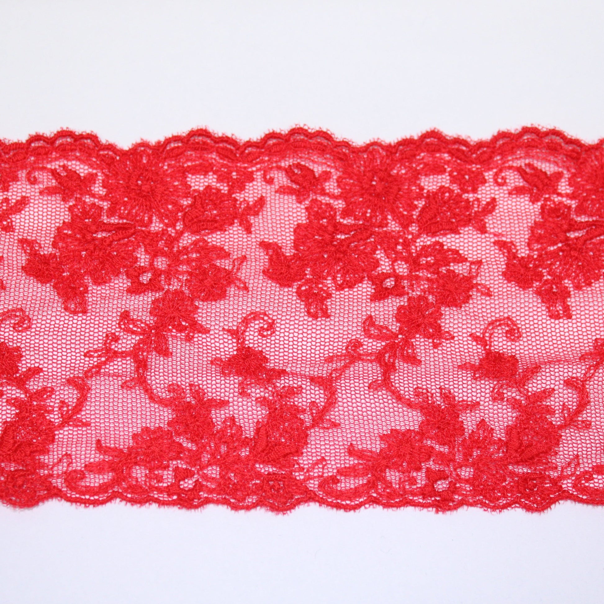 Galon - dentelle rouge - motif fleuri - photo 1/3 | So Tissus