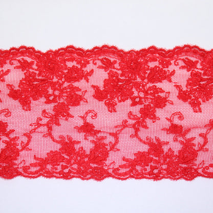 Galon - dentelle rouge - motif fleuri - photo 1/3 | So Tissus