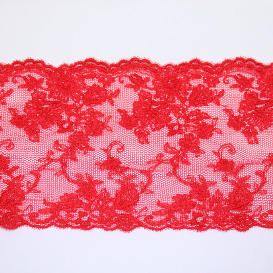 Galon - dentelle rouge - motif fleuri - photo 1/3 | So Tissus