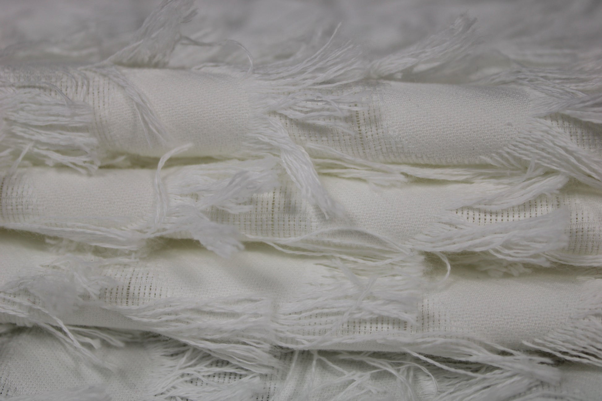 Tissu coton frangé - motif circulaire - blanc - photo 2/5 | So Tissus