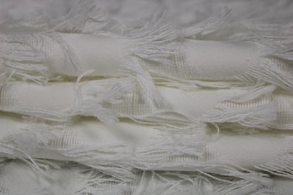 Tissu coton frangé - motif circulaire - blanc - photo 2/5 | So Tissus