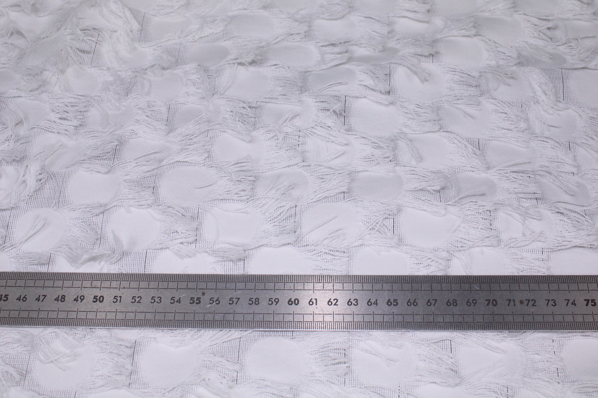 Tissu coton frangé - motif circulaire - blanc - photo 5/5 | So Tissus