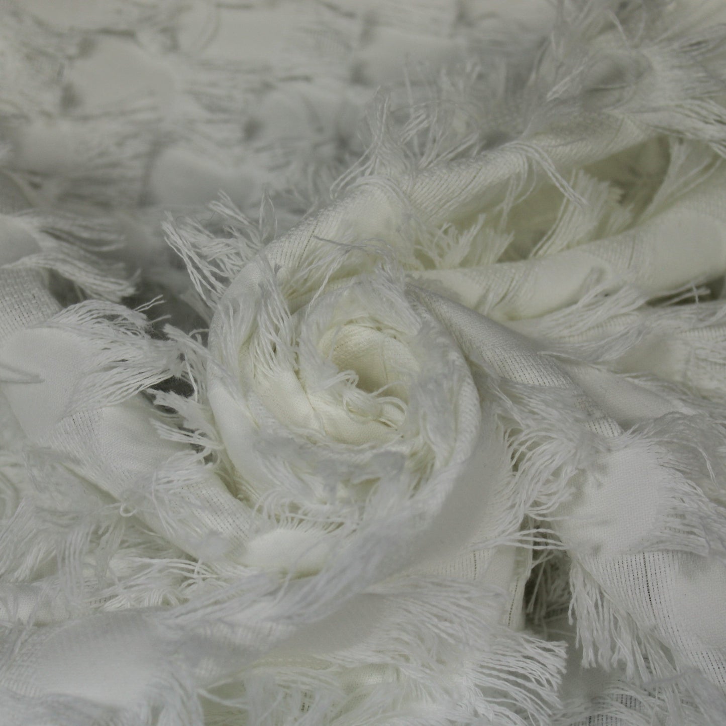 Tissu coton frangé - motif circulaire - blanc - photo 1/5 | So Tissus
