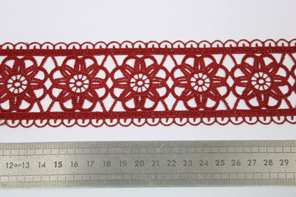 Galon - guipure rouille - motif fleuri - photo 2/3 | So Tissus