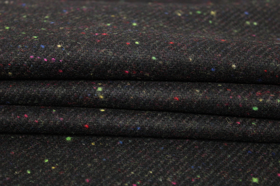 Tissu lainage - moucheté multicolore - ton noir