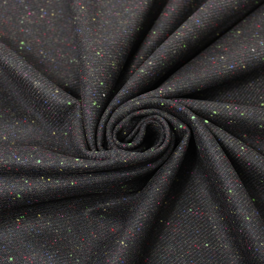 Tissu lainage - moucheté multicolore - ton noir