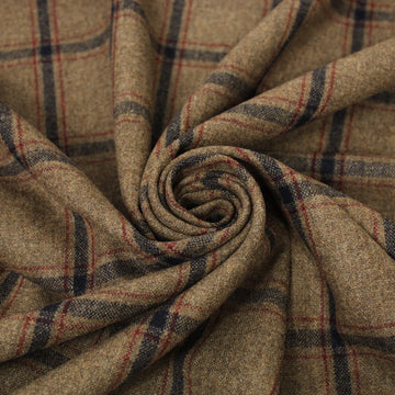 Tissu flanelle de laine - à carreaux - ton marron