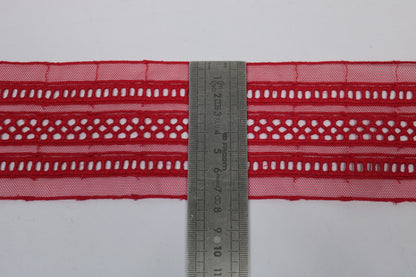 Galon - dentelle rouge - motif géométrique - photo 3/3 | So Tissus
