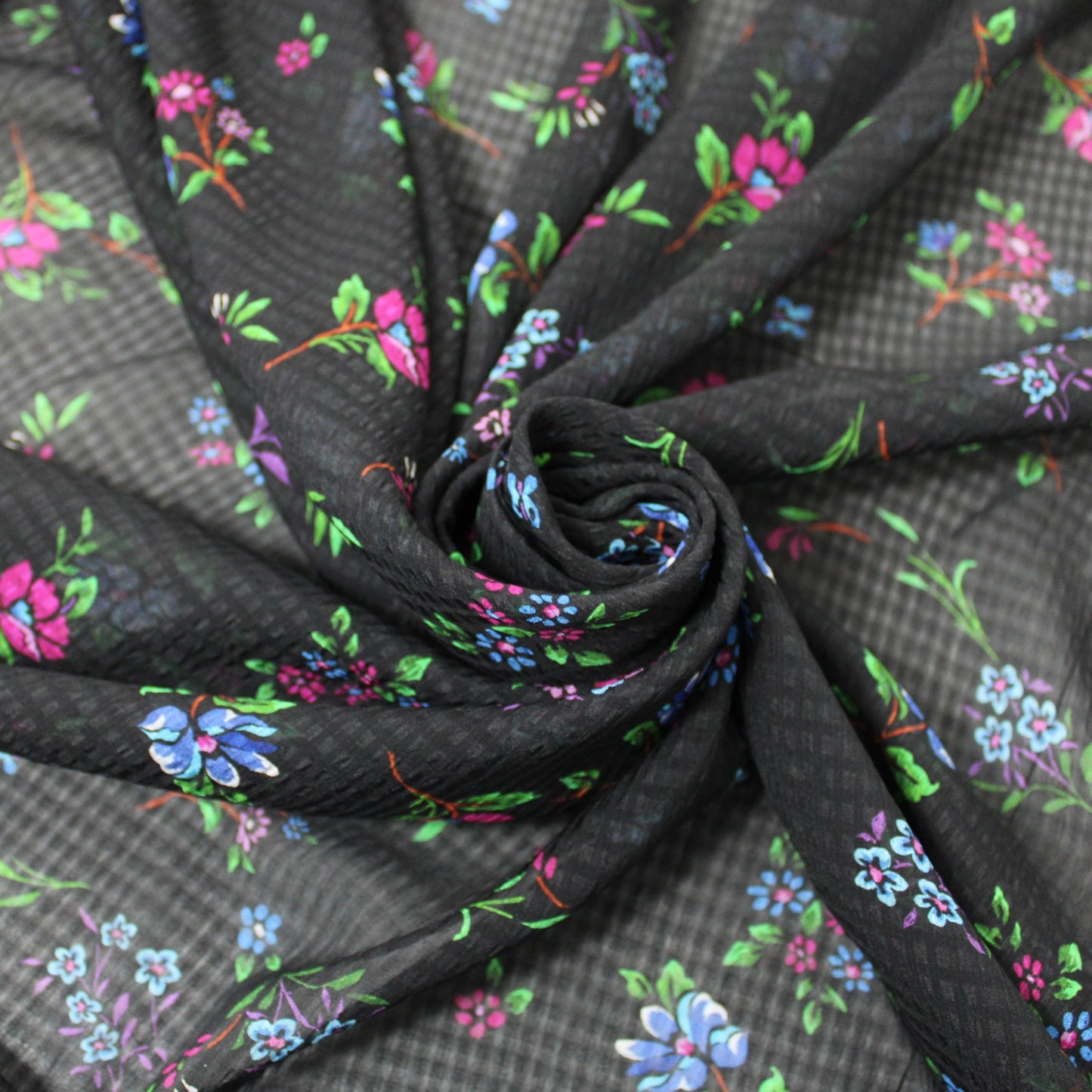 Tissu voile gaufré - imprimé fleuri - photo 1/6 | So Tissus
