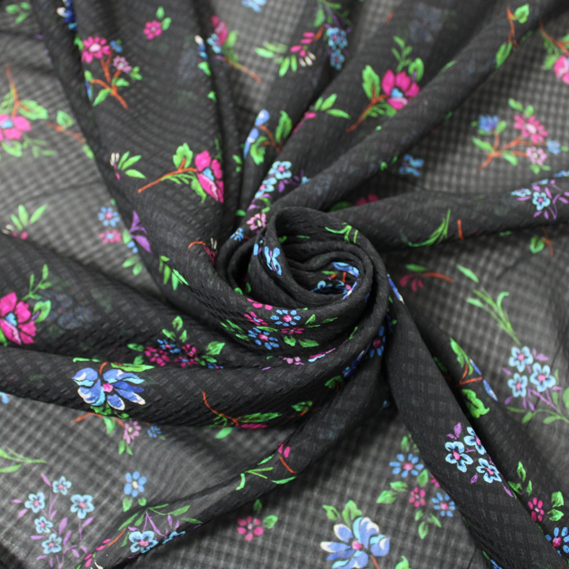 Tissu voile gaufré - imprimé fleuri - photo 1/6 | So Tissus